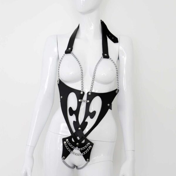 Skórzane body z łańcuszkami „Amazon”