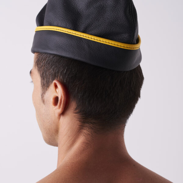 Skórzana furażerka czarny/żółty