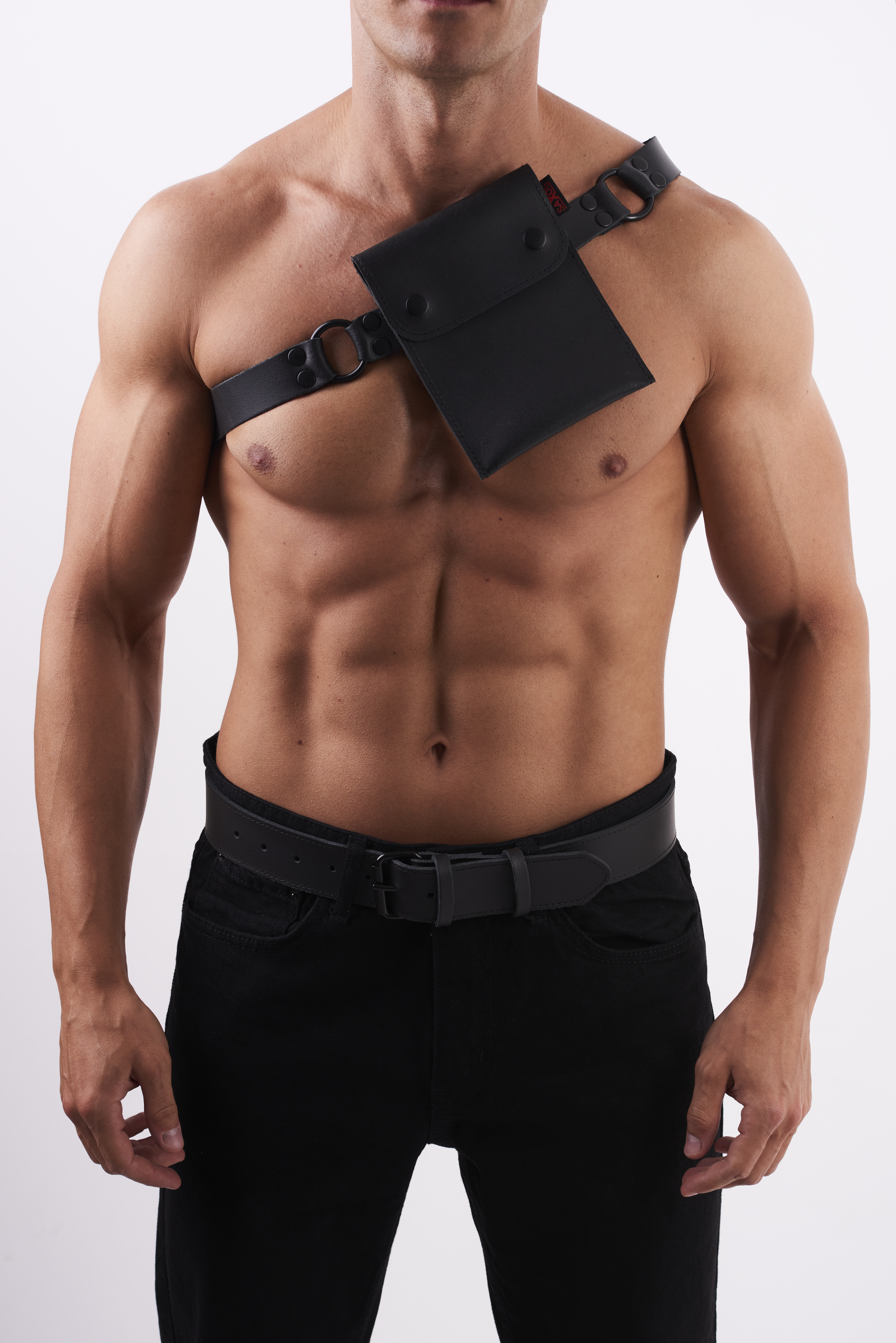 Skórzana torba na pasku czarny