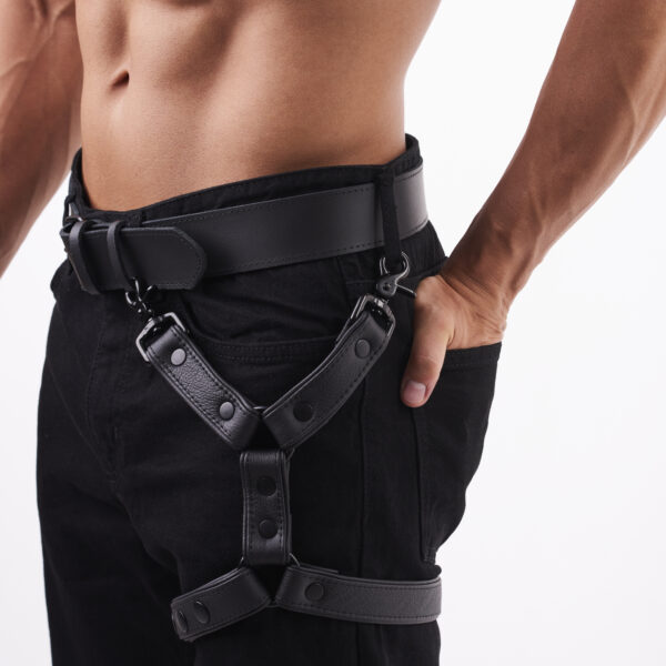 Miękka skórzana uprząż na udo czarny