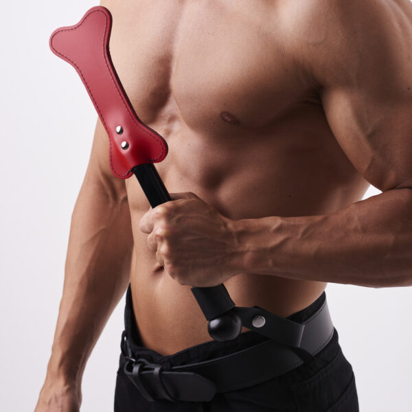 Skórzana packa w kształcie kości czerwony